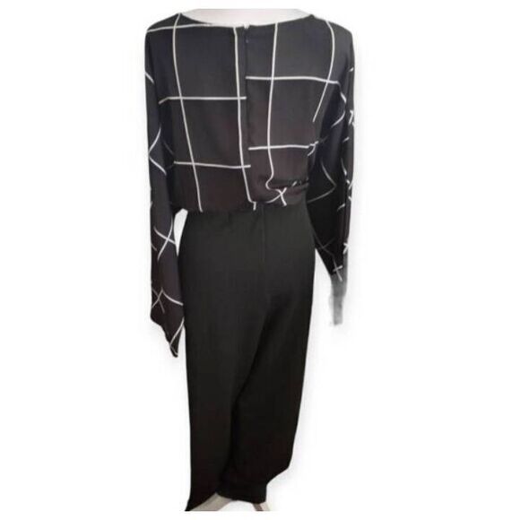 SHEIN BLACK & WHITE GRID PRINT JUMPSUIT SZ.4XL EUC. - Picture 6 of 8